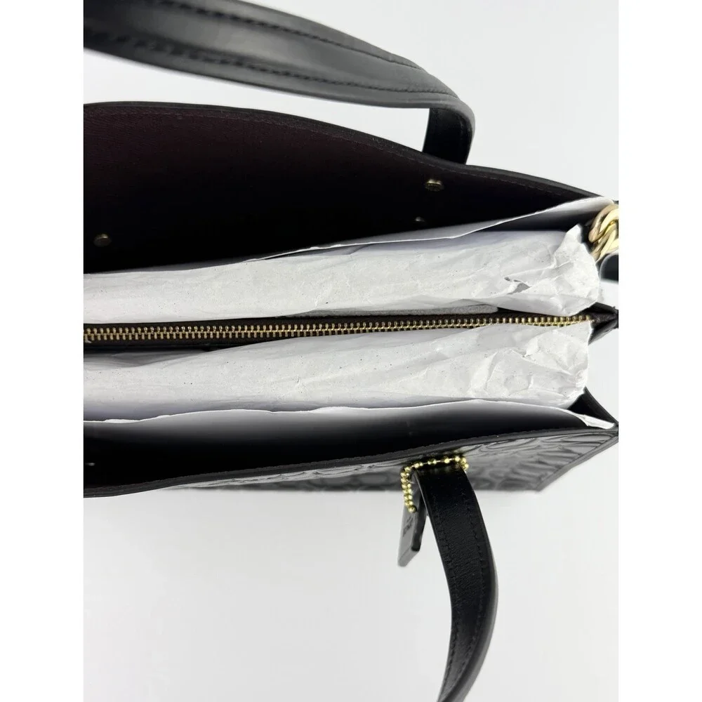 NEW Coach Charlie Carryall 28 Women's Signature Leather Shoulder Bag Black 51665